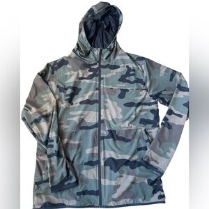 New Tenōre Flow Jacket w Hoodie Olive Camo Windbreaker Mens Size L surf run